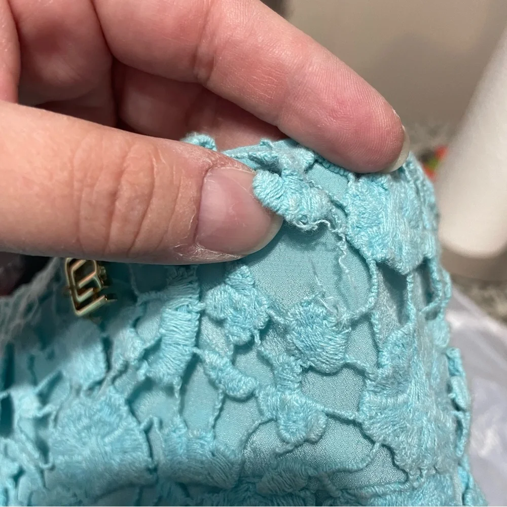 Roberto Cavalli ‘Class’ Turquoise Lace Crochet Pencil Skirt Size 14 (IT 48) - Picture 4 of 12